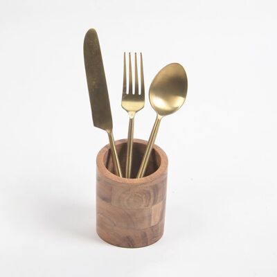 Natural Acacia Wood Cutlery Stand