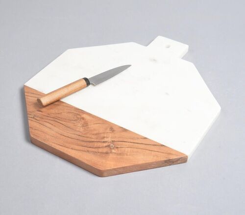 Octagon Marble & Mango Wood Chopping Board