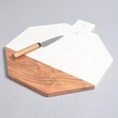 Octagon Marble & Mango Wood Chopping Board