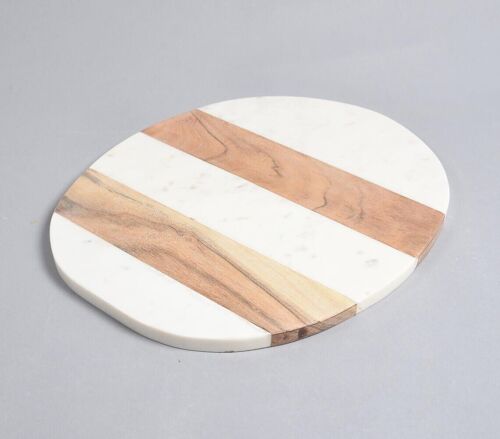 Block Striped Marble & Acacia Wood Chopping Board