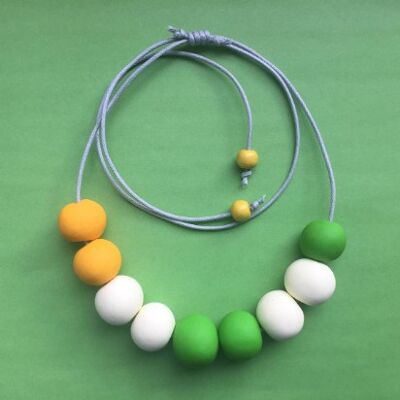 Yellow, cream and green necklace
