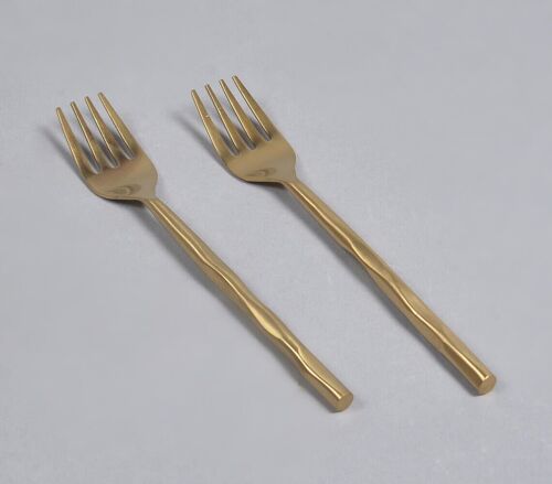 Hand Beaten Champagne Gold Fruit Forks (Set of 2)