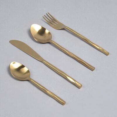 Hand Beaten Champagne Gold Cutlery Set (Set of 4)