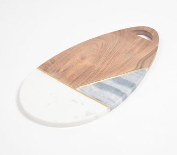 Planche à découper en bois et marbre en forme d'œuf colorblock 2