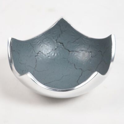 Textured Aluminium Grey Cracked Egg Bowl