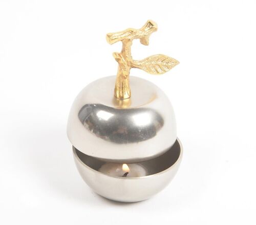 Statement Silver & Gold-toned Apple-Shaped Bowl with Cover
