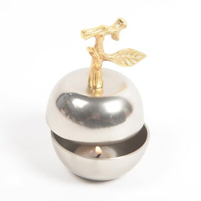 Statement Silver & Gold-toned Apple-Shaped Bowl with Cover