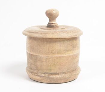 Pot rond en bois classique avec couvercle 4