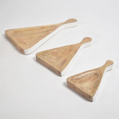 Triangular Wooden Trays (Set of 3)