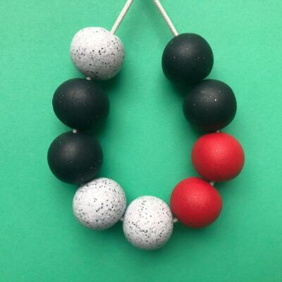 Red, midnight and stone necklace