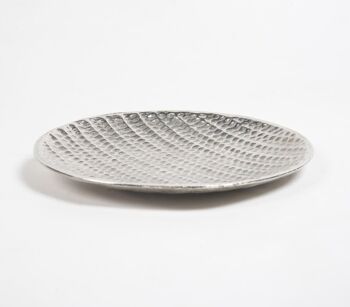 Assiette à collation en aluminium argenté texturé en nid d'abeille 2