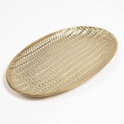 Honeycomb Textured Gold-Toned Oval Aluminium Plate