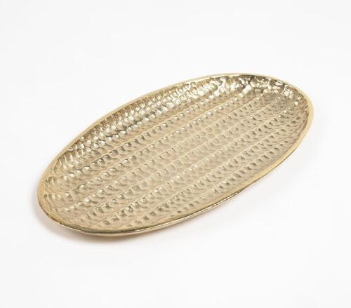 Honeycomb Textured Gold-Toned Aluminium Oval Plate