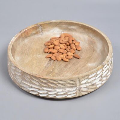 White Distressed Wooden Bowl