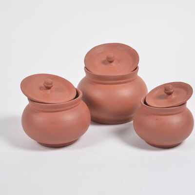 Terracotta Pottery Classic Hotpots with Lids (Set of 3)