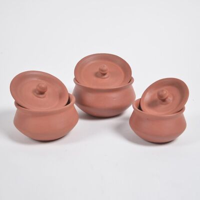 Terracotta Pottery Hot Pots with Lids (Set of 3)