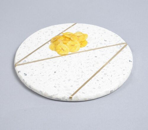 Inlay Round Terrazzo Stone Serving Platter