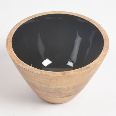 Noir Enameled & Turned Wooden Bowl