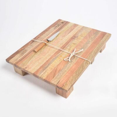 Natural Wooden Striped Elevated Chopping Board