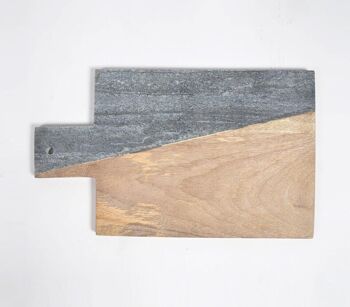 Planche à découper en pierre et bois gris color block 1