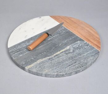 Planche à découper en pierre et bois color block 1