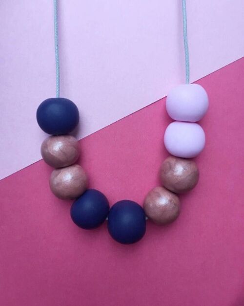 Navy, rose and pink necklace