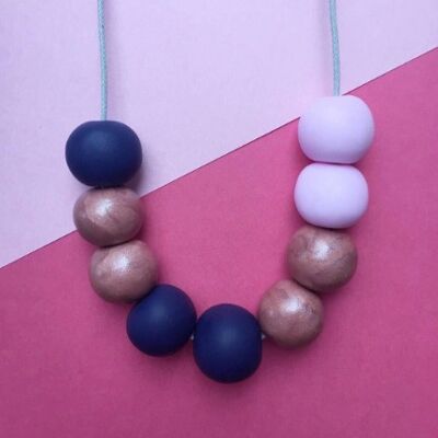 Collana blu navy, rosa e rosa