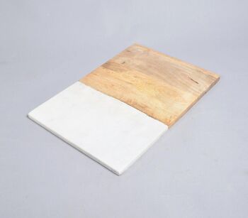 Planche à découper en pierre blanche et en bois colorblock 1