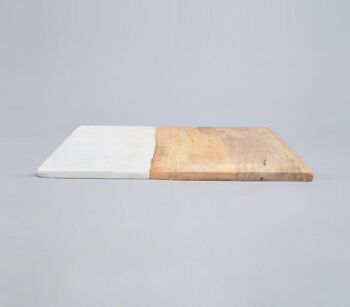 Planche à découper en pierre blanche et en bois colorblock 3