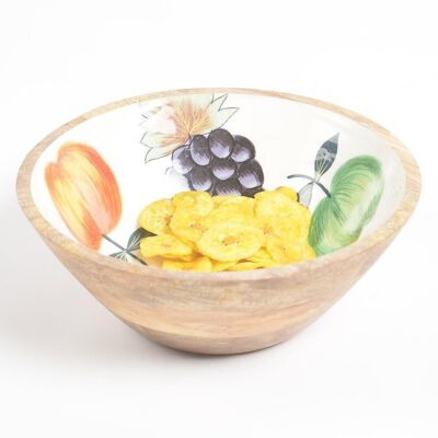 Hand Painted Statement Wooden Fruit Bowl