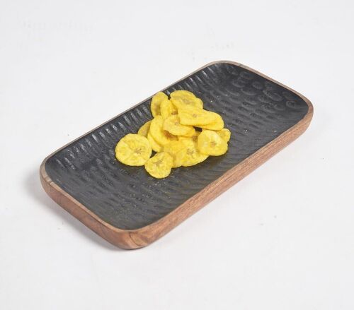 Enamelled Acacia Wood Serving Tray