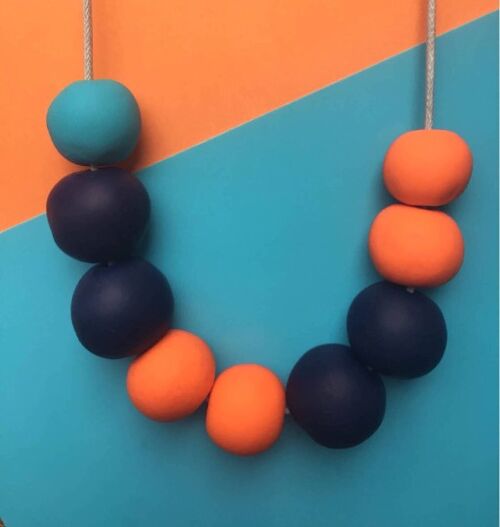 Navy, orange and turquoise necklace