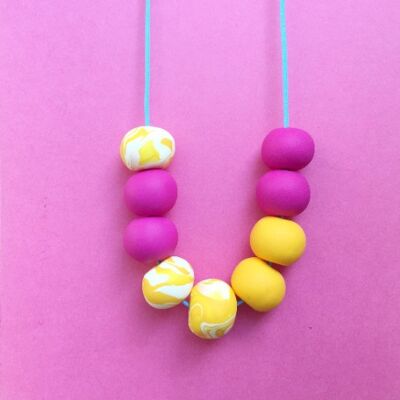 Pink and yellow statement necklace