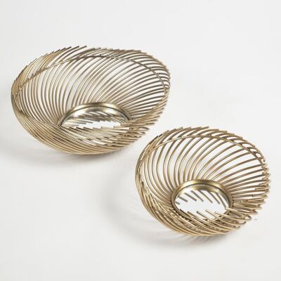 Antique Gold-Toned Iron Swirl Utility Bowls (set of 2)