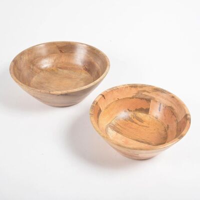 Turned Mango Wood Salad Bowls (set of 2)