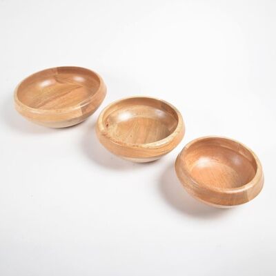 Turned Mango Wood Serving Bowls (set of 3)