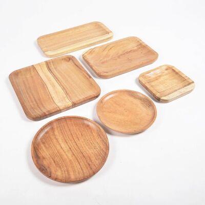 Assorted Acacia Wood Platters (set of 6)