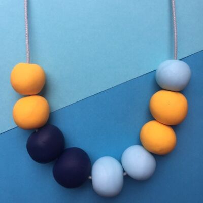 Navy, yellow and pastel blue necklace