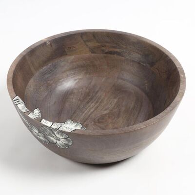 Hand Painted Mango Wood Floral-Sketch Bowl