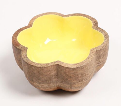 Enamelled Sunshine Flower-Shaped Wooden Bowl