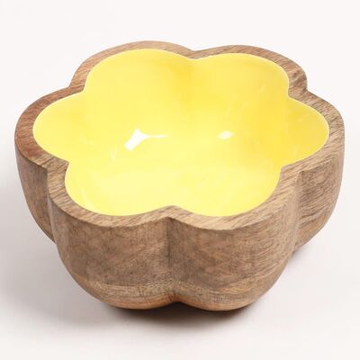 Enamelled Sunshine Flower-Shaped Wooden Bowl