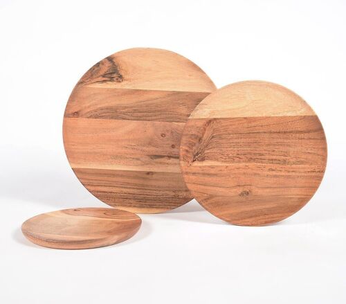 Hand Cut Acacia wood plates (set of 3)