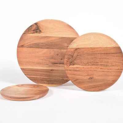 Hand Cut Acacia wood plates (set of 3)