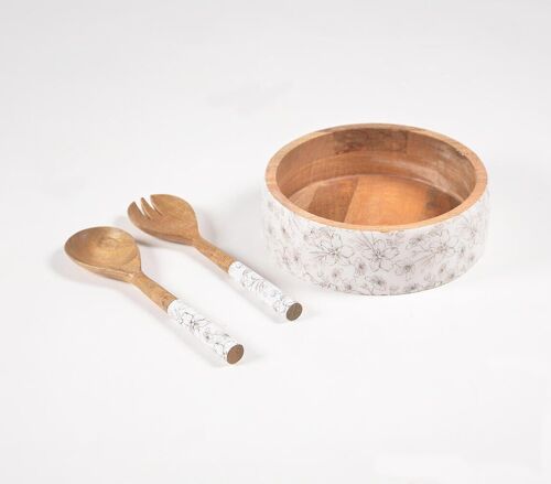 Peony Salad Bowl & Servers Set