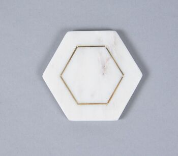 Sous-verres hexagonaux en marbre incrusté (ensemble de 4) 3