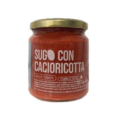 Salsa de tomate - Sugo con cacioricotta - Salsa de tomate con cacioricotta y aceite de oliva virgen extra (280g)