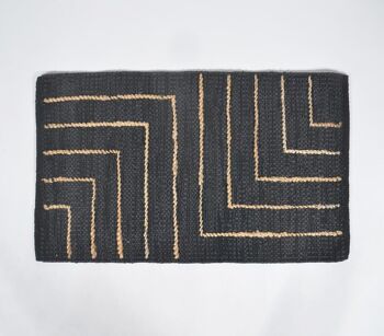 Tapis monochrome en cuir et jute tissé à la main 1