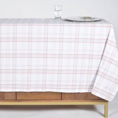 Neutrale Baumwolltischdecke mit Tartan-Karomuster für 4 Personen