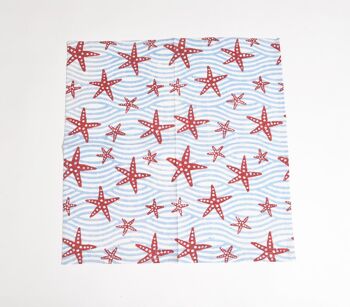 Serviettes de table imprimées en bloc d’étoiles de mer (ensemble de 4) 2
