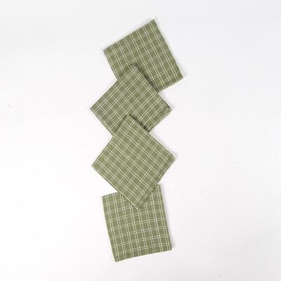 Handloom Olive Checkered Napkins (Set of 4)